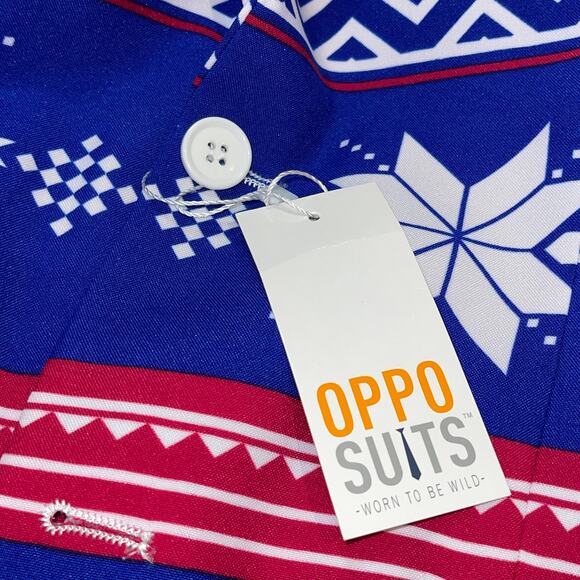 OPPO Suits Men's Nordic Noel Ugly Christmas Blazer Size 38 NWT - Picture 4 of 4